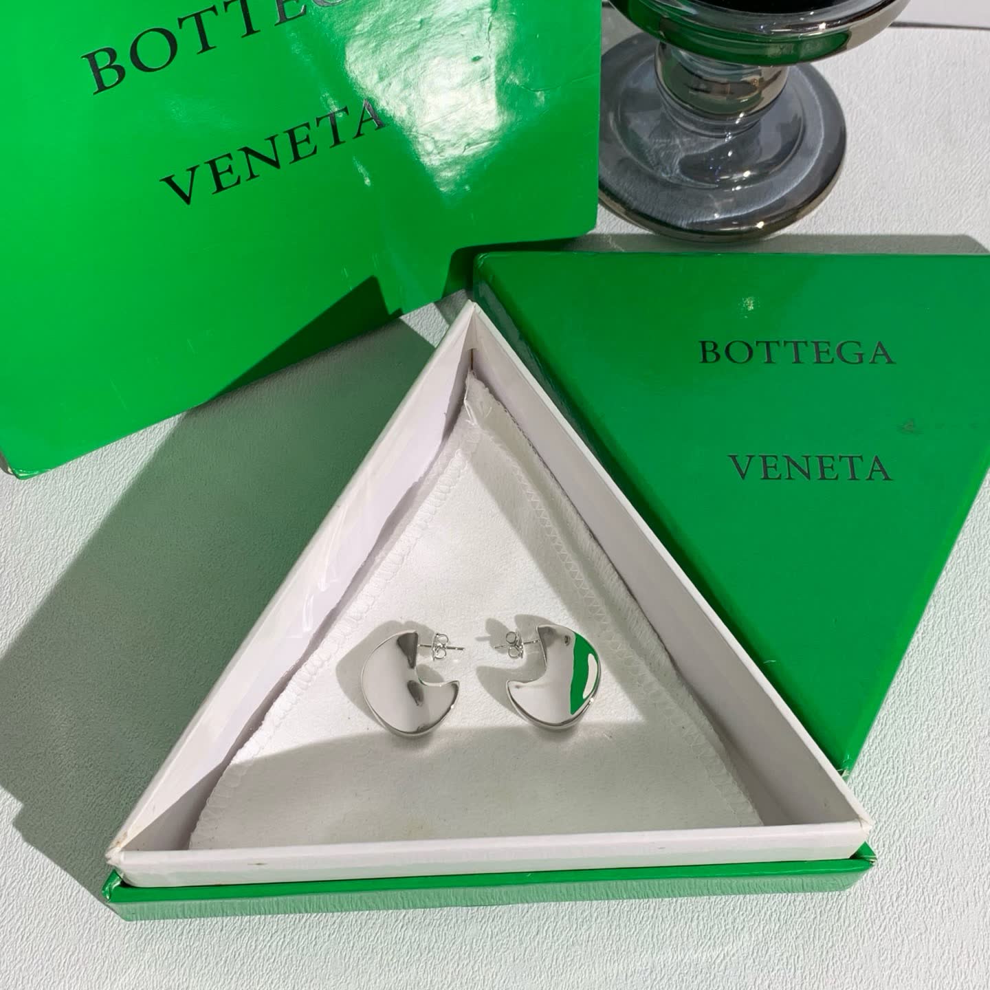 Bottega Veneta Silver Hoop Earrings